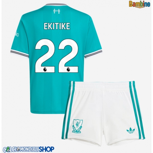 Maglie da calcio Liverpool Hugo Ekitike #22 Terza Maglia Bambino 2025-26 Manica Corta + Pantaloni corti)